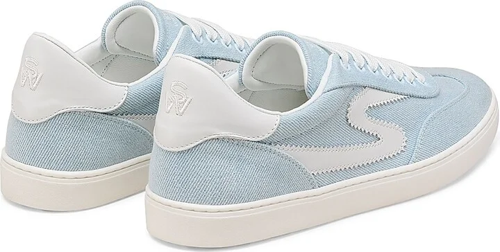 Women's Runaround Logo Denim & Leather Sneakers - Light White - Size 5 - Image 3