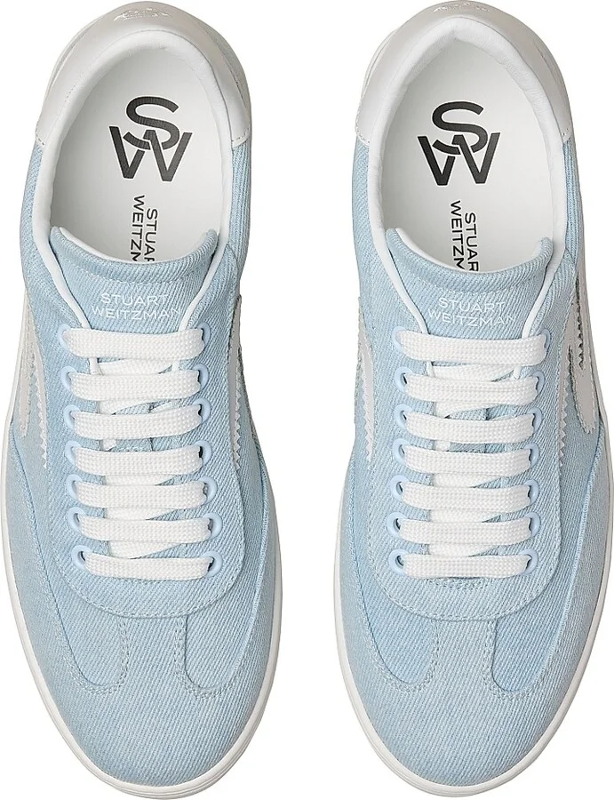Women's Runaround Logo Denim & Leather Sneakers - Light White - Size 5 - Image 4