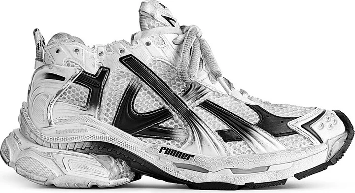 Women's Runner Gradient Sneakers - White Black - Size 5