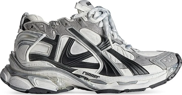 Women's Runner Sneakers - Black White - Size 5