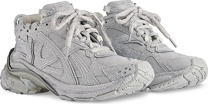Women's Runner Sneakers with Rhinestones - White - Size 11 - Image 2