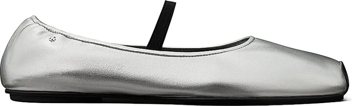 Women's Runway Leather Ballet Flats - Silver Perfect Black - Size 10