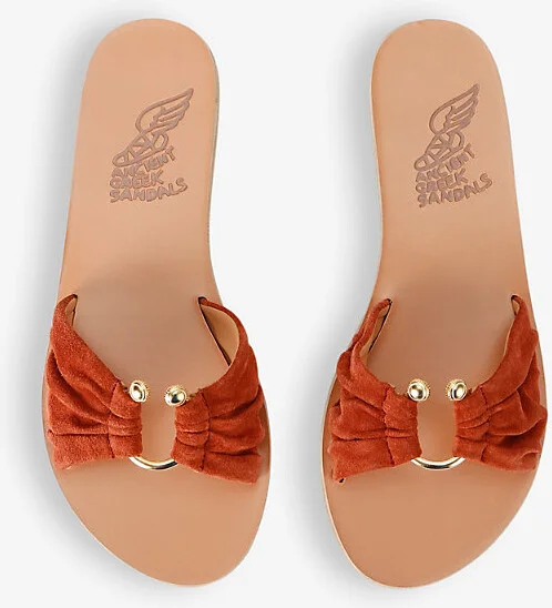 Womens Rust Nektaria Ring-Embellished Flat Suede Sandals Eur 39 / 6 Uk Women - Image 2