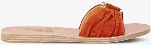 Womens Rust Nektaria Ring-Embellished Flat Suede Sandals Eur 39 / 6 Uk Women