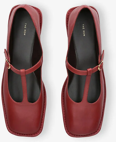 Womens Rust T-Bar Leather Ballet Flats Eur 38/5 Uk Women - Image 2
