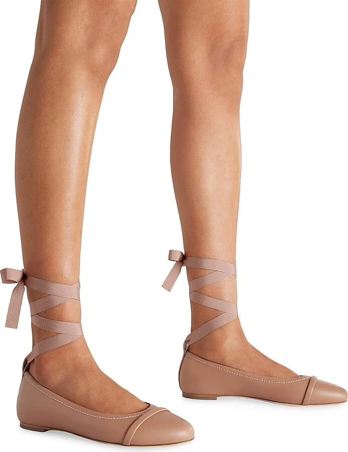 Women's Sabina Leather Flat Pumps - Blush - Size 12 - Image 4