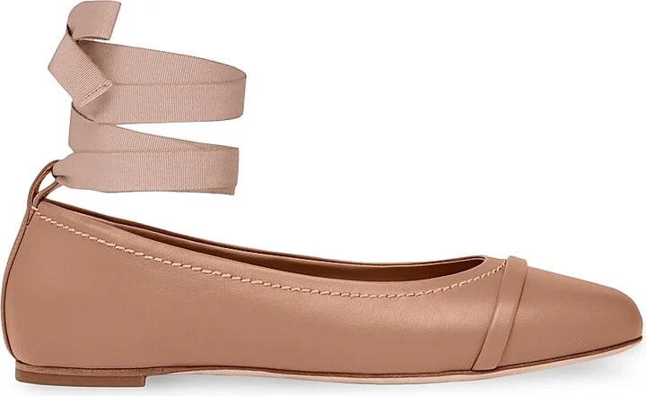 Women's Sabina Leather Flat Pumps - Blush - Size 12