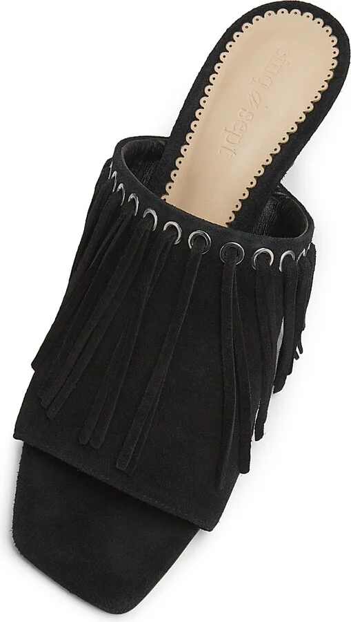 Women's Sabrina 70MM Fringed Suede Sandals - Black - Size 5 - Image 4