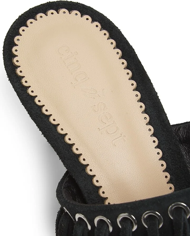 Women's Sabrina 70MM Fringed Suede Sandals - Black - Size 5 - Image 6
