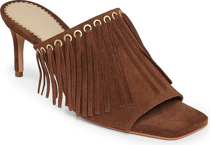 Women's Sabrina 70MM Fringed Suede Sandals - Black - Size 5 - Image 7