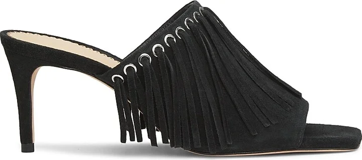 Women's Sabrina 70MM Fringed Suede Sandals - Black - Size 5