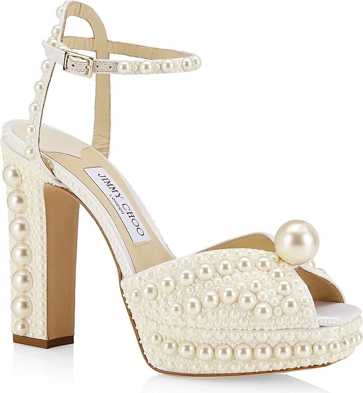 Women's Sacaria 120MM Embellished Platform Sandals - White - Size 5 - Image 2