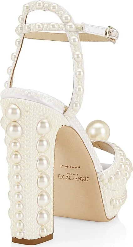 Women's Sacaria 120MM Embellished Platform Sandals - White - Size 5 - Image 3