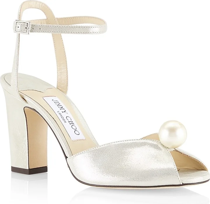 Women's Sacaria 85MM Shimmer Suede Sandals - Champagne - Size 6 - Image 2