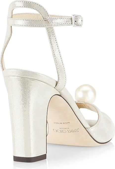 Women's Sacaria 85MM Shimmer Suede Sandals - Champagne - Size 6 - Image 3