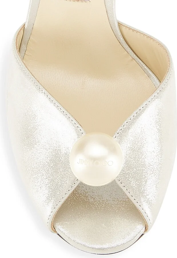 Women's Sacaria 85MM Shimmer Suede Sandals - Champagne - Size 6 - Image 4