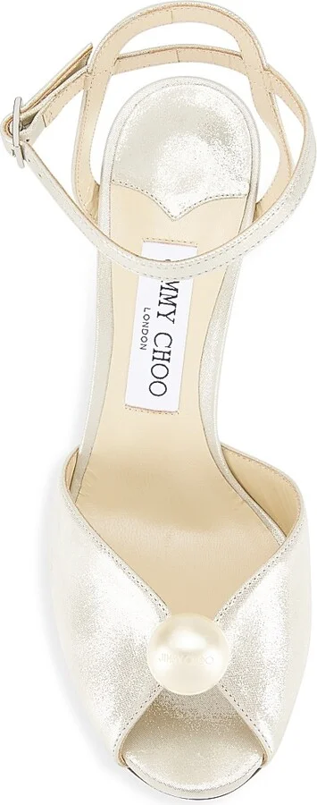 Women's Sacaria 85MM Shimmer Suede Sandals - Champagne - Size 6 - Image 5