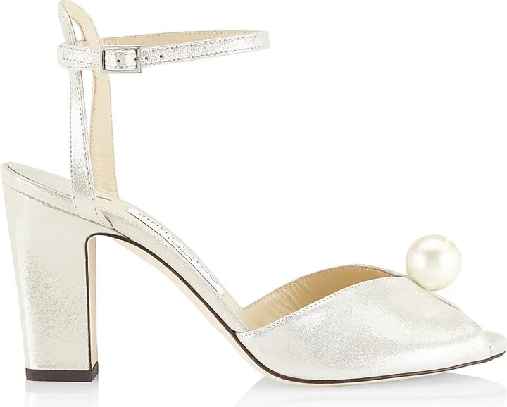 Women's Sacaria 85MM Shimmer Suede Sandals - Champagne - Size 6