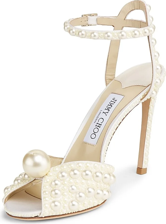 Women's Sacora 100MM Pearl-Embellished Sandals - White - Size 5 - Image 2