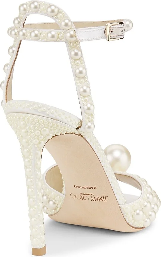 Women's Sacora 100MM Pearl-Embellished Sandals - White - Size 5 - Image 3