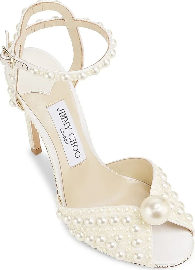 Women's Sacora 100MM Pearl-Embellished Sandals - White - Size 5 - Image 4
