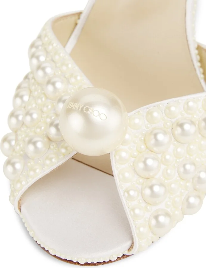 Women's Sacora 100MM Pearl-Embellished Sandals - White - Size 5 - Image 5