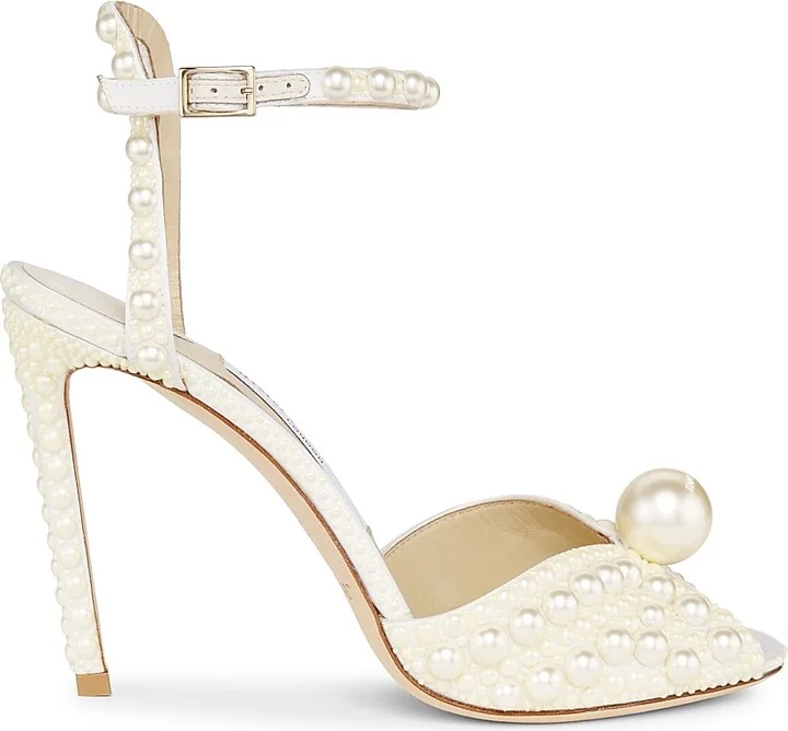 Women's Sacora 100MM Pearl-Embellished Sandals - White - Size 5