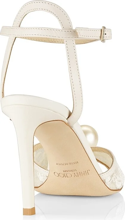 Women's Sacora 85MM Floral Lace Sandals - Ivory White - Size 6 - Image 3