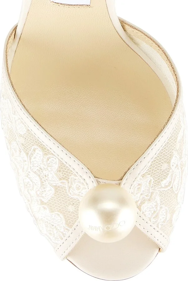 Women's Sacora 85MM Floral Lace Sandals - Ivory White - Size 6 - Image 4