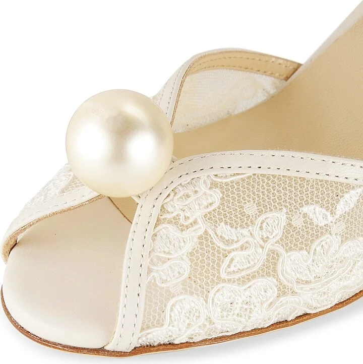Women's Sacora 85MM Floral Lace Sandals - Ivory White - Size 6 - Image 6