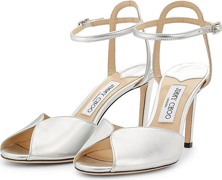 Women's Sacora 85MM Metallic Leather Sandals - Silver - Size 5.5 - Image 2