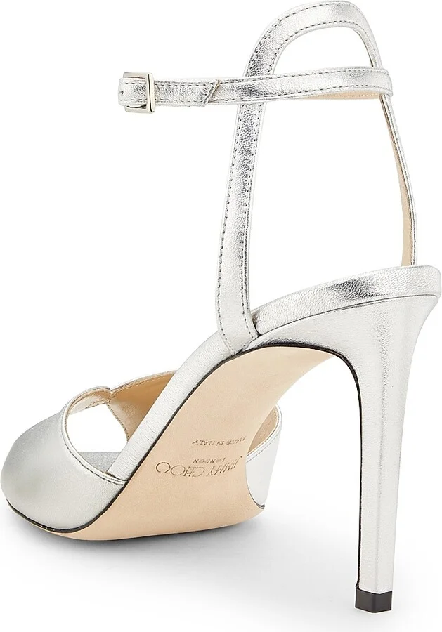 Women's Sacora 85MM Metallic Leather Sandals - Silver - Size 5.5 - Image 3