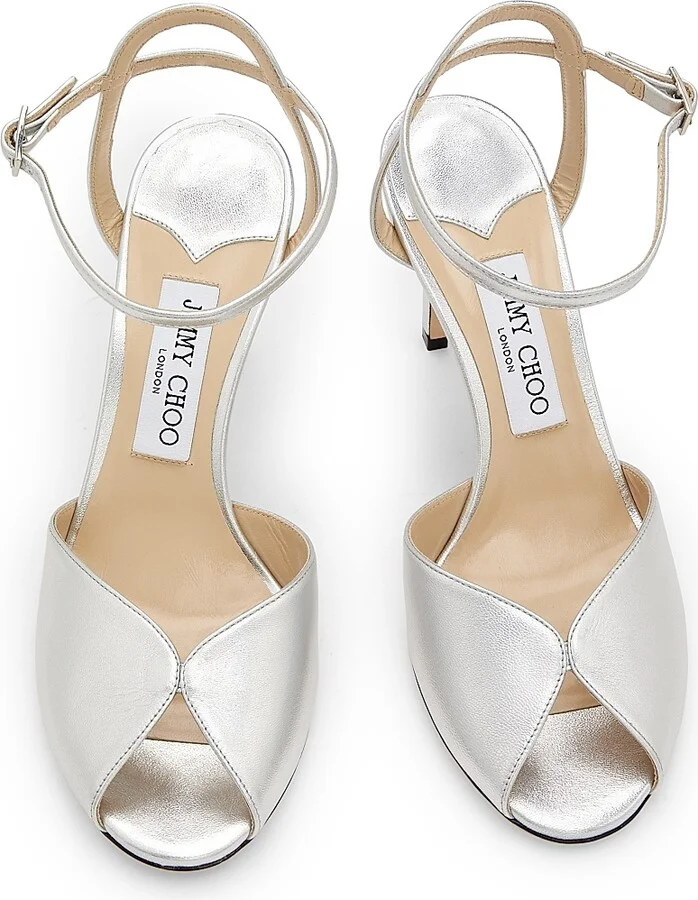 Women's Sacora 85MM Metallic Leather Sandals - Silver - Size 5.5 - Image 4