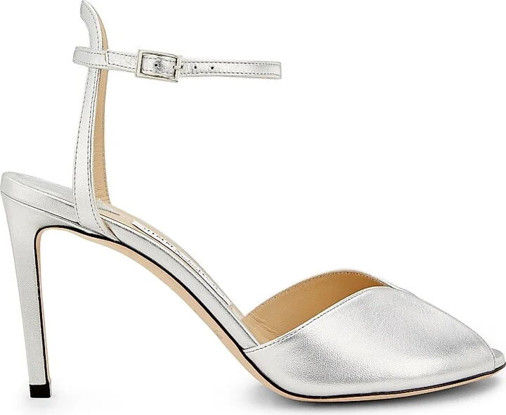 Women's Sacora 85MM Metallic Leather Sandals - Silver - Size 5.5