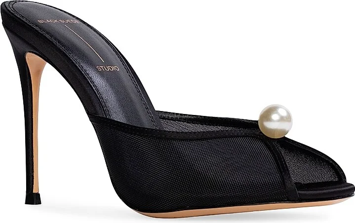 Women's Sadie 100MM Satin Sandals - Black Satin - Size 7 - Image 3