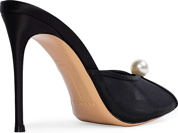 Women's Sadie 100MM Satin Sandals - Black Satin - Size 7 - Image 4