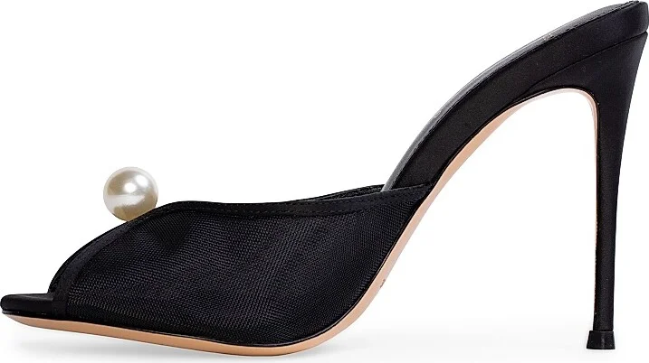 Women's Sadie 100MM Satin Sandals - Black Satin - Size 7 - Image 5