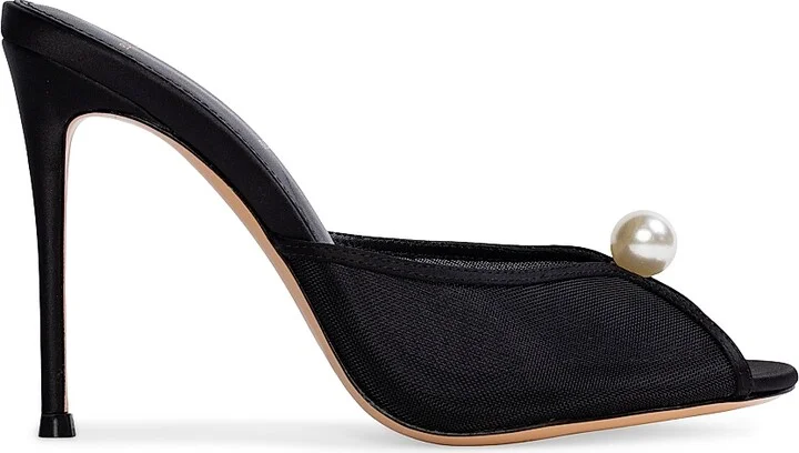 Women's Sadie 100MM Satin Sandals - Black Satin - Size 7