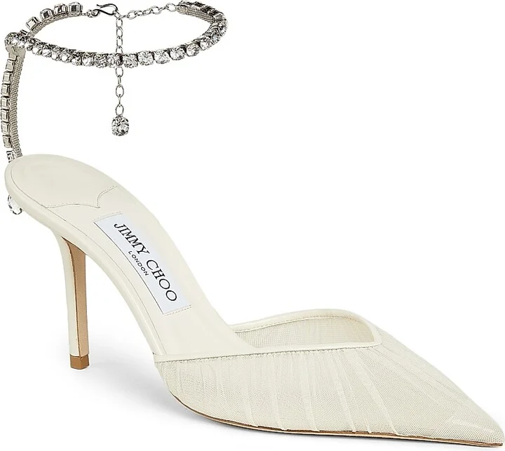 Women's Saeda 85MM Crystal-Embellished Ruched Tulle Pumps - Ivory Crystal - Size 5.5 - Image 2