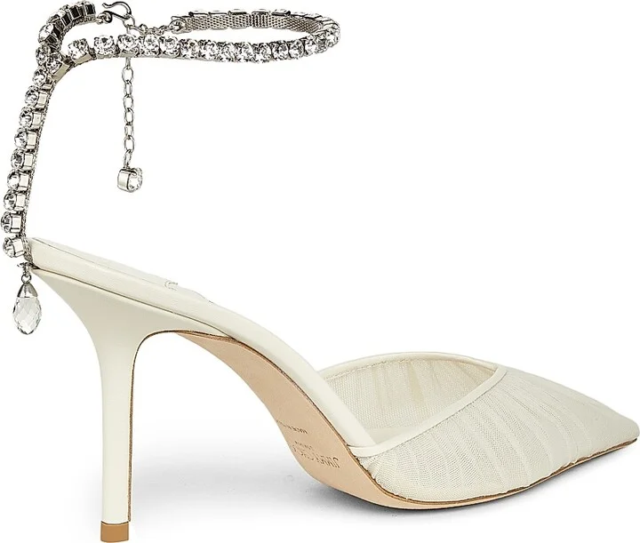 Women's Saeda 85MM Crystal-Embellished Ruched Tulle Pumps - Ivory Crystal - Size 5.5 - Image 3