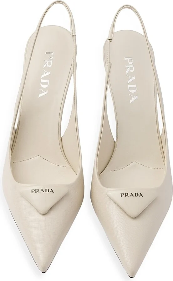Women's Saffiano 75MM Patent Leather Slingback Pumps - Black - Size 5 - Image 5