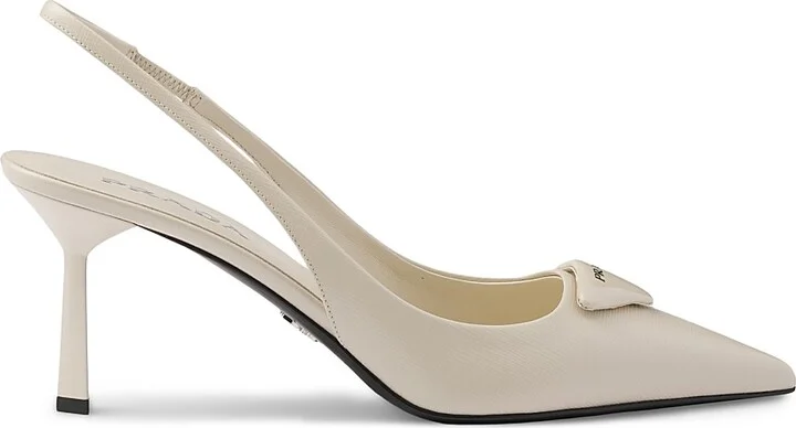Women's Saffiano 75MM Patent Leather Slingback Pumps - Black - Size 5 - Image 9