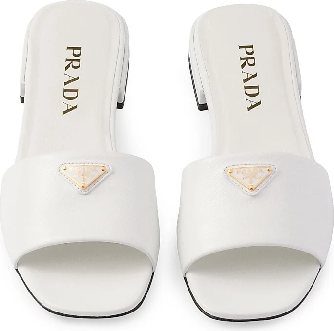Women's Saffiano Patent Leather Slides - White - Size 7 - Image 2