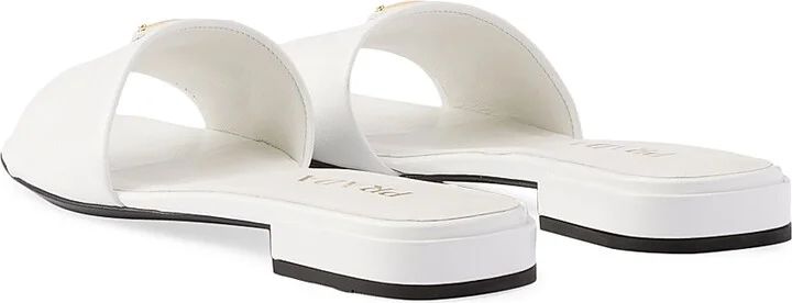Women's Saffiano Patent Leather Slides - White - Size 7 - Image 3
