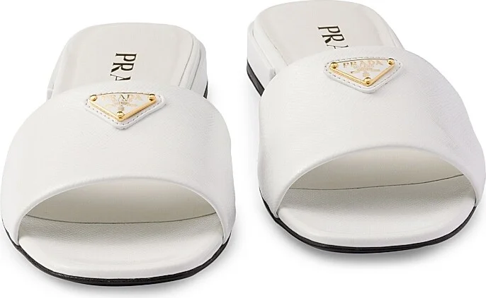 Women's Saffiano Patent Leather Slides - White - Size 7 - Image 4