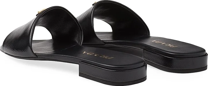 Women's Saffiano Patent Leather Slides - White - Size 7 - Image 8