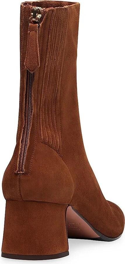Women's Saint Honore 50MM Suede Booties - Cinnamon - Size 5.5 - Image 3