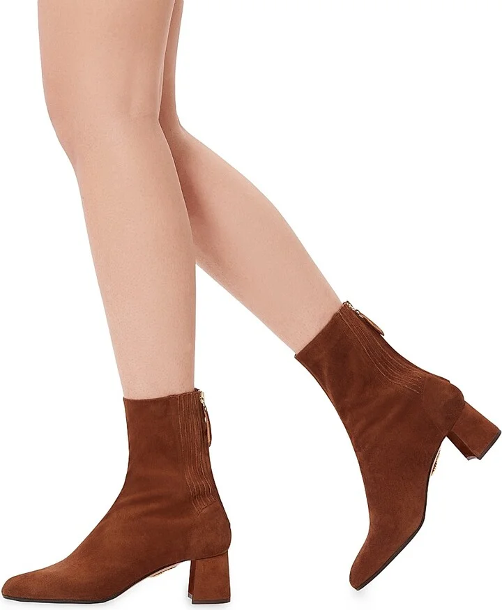 Women's Saint Honore 50MM Suede Booties - Cinnamon - Size 5.5 - Image 5