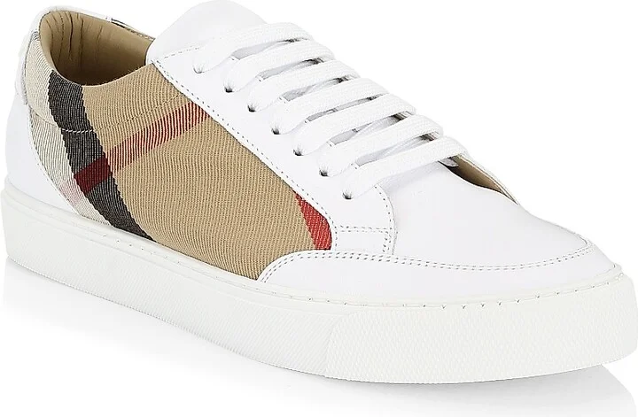 Women's Salmond Vintage Check Leather & Textile Sneakers - White - Size 5 - Image 2