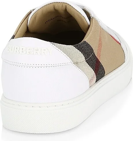 Women's Salmond Vintage Check Leather & Textile Sneakers - White - Size 5 - Image 3